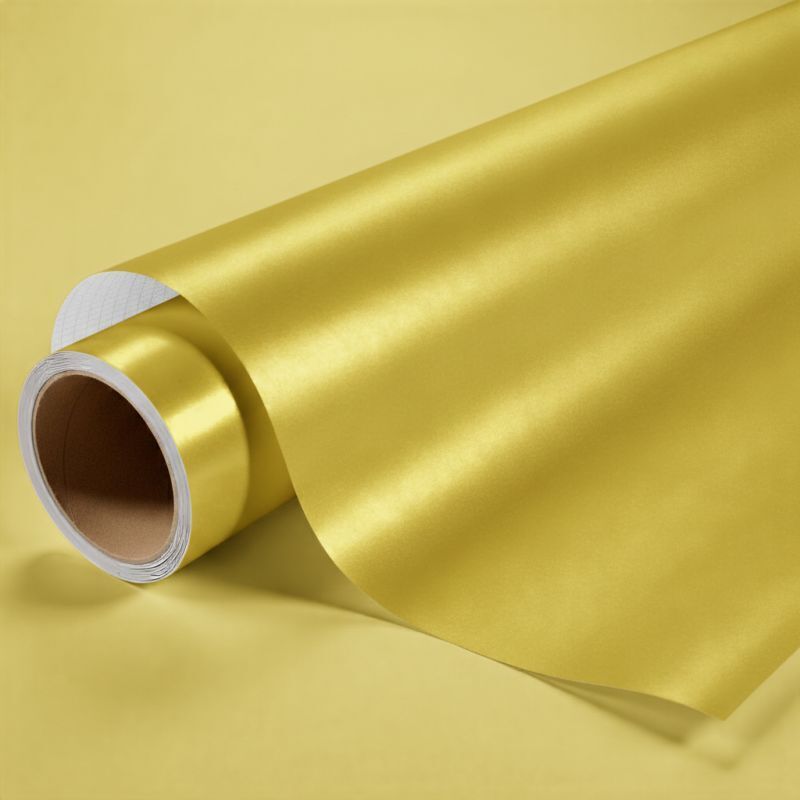 Dimexact - Film covering doré métallisé pour surface plane avec colle airflow - 122 cm x 1 m - En Rouleau