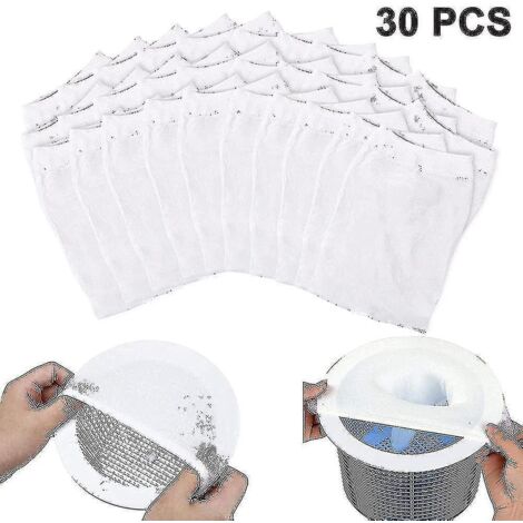 Chaussettes pour écumoire de piscine - Protection idéale pour les filtres, paniers et écumoires - Lot de 30