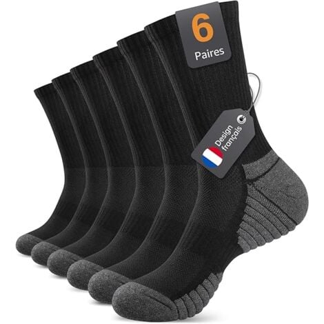 ERSANDY Chaussettes thermiques pour hommes et femmes, chaussettes de travail, chaussettes d'hiver en coton respirant, paquet de 6 chaussettes de sport antidérapantes XL