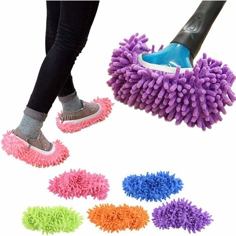 Chausson Microfibre, 5 Couleurs 10pcs de Chausson Nettoyant Nettoyage Lavables Douces,en Microfibre Réutilisables Chausson Poussiere pour Nettoyer Le Sol Chaussures Chaussons pour La Maison
