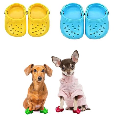 Chaussons d'été respirants en maille pour chien, lot de 2 paires (bleu et jaune)