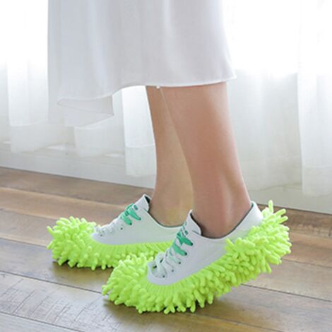 Chaussons Laveurs Dépoussiérants Rapides  Couvre-Mop pour Sols  Matériau Premium Doux  Lavable à la Machine  Ensemble de 1  Taille 17x15cm