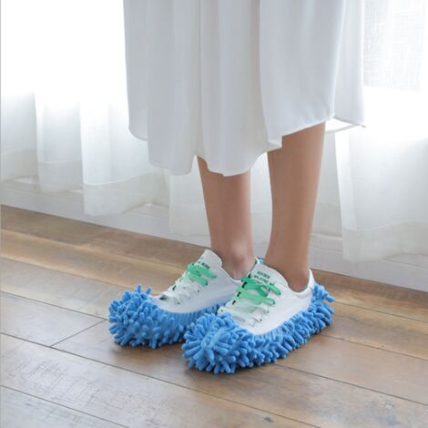 Chaussons Serpillière - 1 Paire de Chaussons Nettoyants pour Sol avec Tête de Serpillière Bleue