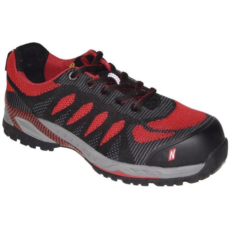 Chaussure de sécurité pro step pointure 44 noire/rouge S1P src esd en iso 20345, en 61340-4-3 textile