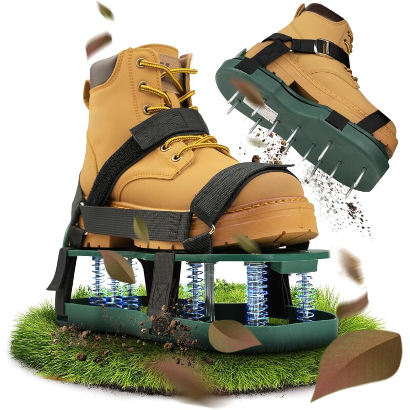 Chaussures à Clous Pro avec Fermeture en Métal, Aérateur de Pelouse Pré-Monté, Scarificateur pour Gazon et Aérateur, Aérateur de Pelouse Idéal pour
