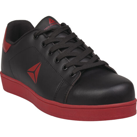 CHAUSSURES BASSES CUIR DE SECURITE DELTA PLUS SMASH NOIR ET ROUGE S1P HRO SRC -SMASLSPNO 45
