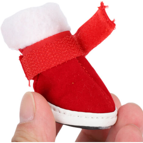 Chaussures chaudes d'hiver pour chien, bottes de noël, protection des pattes antidérapantes pour l'extérieur, avec sangle à boucle à crochet (rouge n° 3).