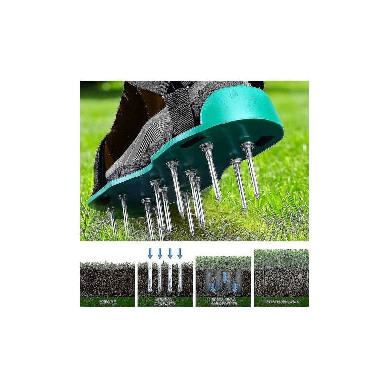 Chaussures d'aérateur de pelouse avec clous et sangles Aérateur de pelouse réglable, 42 mm
