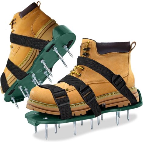 Chaussures d’aération pour pelouse avec pointes courtes de 1,65 pouces, chaussures à pointes pour décompactage de pelouse et de jardin, adaptées aux sols en résine époxy, conception avec 6 paires de l