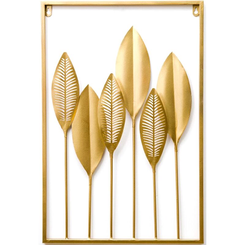 KZQ - Décoration murale encadrée, motif doré (feuilles vertes)