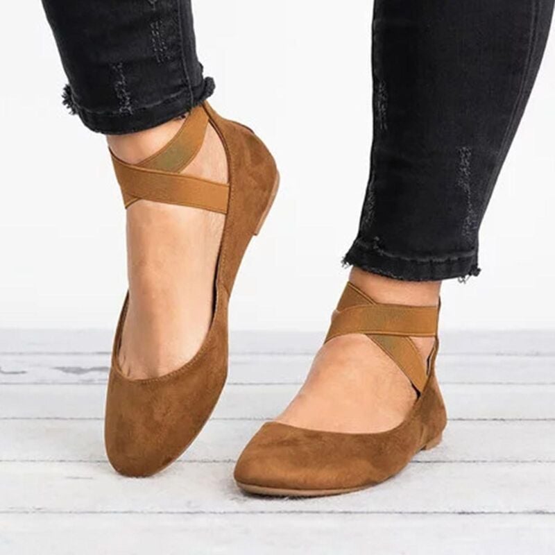 Chaussures de danse pour femmes Sandales à brides croisées à la cheville Chaussures de ballet à talon bas avec fermeture éclair