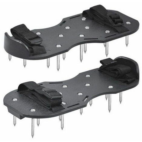 Chaussures de Gazon avec semelles de clous - Chapes de chaussures - Aérateur de gazon, Noir, Taille Unique