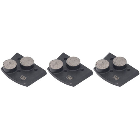 Chaussures de meulage en diamant, bloc à 2 dents cylindriques pour le polissage du béton, élimination de la peinture, grain noir 16, 3 pièces