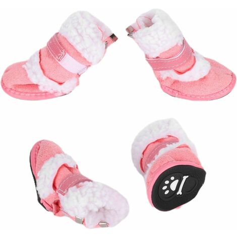 Chaussures de pied pour animaux de compagnie Bottes pour chien Paw Guard Chaussures pour chiens de compagnie (Rose, Taille 5)