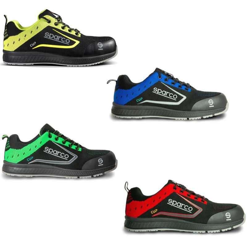 Chaussures de travail Sparco Cup Nurburg esd S1P src, pointure 41, noires avec de'tails jaunes, en tissu jacquard ultra-respirant, chaussures de