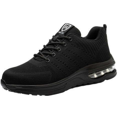 Chaussures de sécurité, adaptées aux hommes et aux femmes, bottes à embout d'acier, chaussures de travail, style sportif, respirantes, taille 43 (noir)