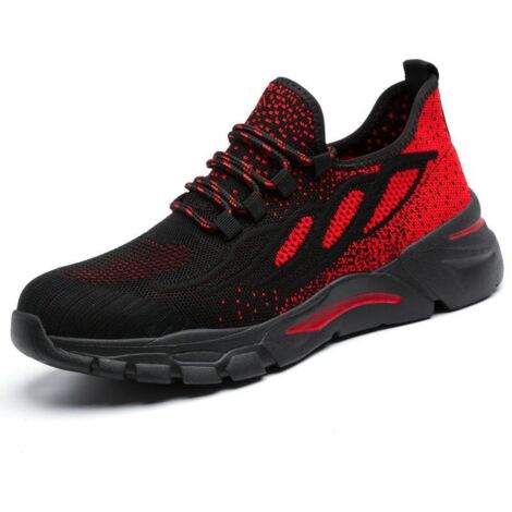 Chaussures de sécurité Chaussures de Sécurité Hommes Femmes Baskets en Acier Chaussures de Travail Légères Et Respirantes Chaussure Rouge 39EU