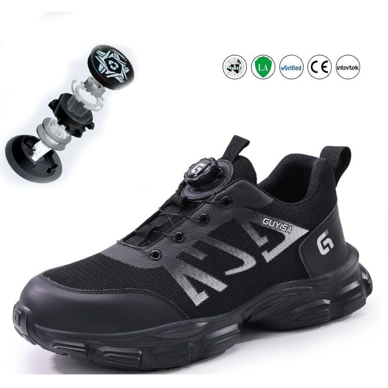 Chaussures de sécurité Chaussures de travail pour hommes et femmes, chaussures de sécurité à bouton rotatif, baskets de travail légères, respirantes
