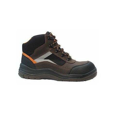 Chaussures De Sécurité Coupe Haute, Tige Cuir, Nubuck Et Cordura, Doublure Mesh 3d, Semelle Pu, Embout Et Semelle Acier. Iso 203