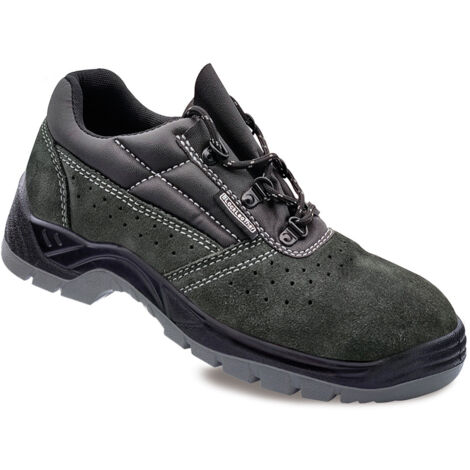 Chaussures de sécurité en croûte de cuir perforée grise s1p src taille 39 blackleather.