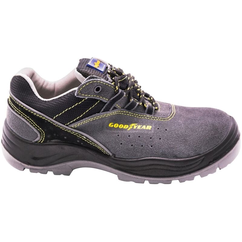 Chaussures de sécurité Goodyear en cuir suédé gris, haute résistance, doublure antibactérienne Taille 36