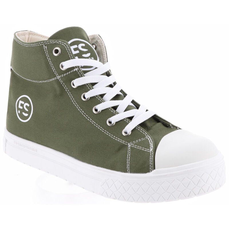 Chaussures de Sécurité Hautes - Kaki, Semelles Antidérapantes Blanches - Fashion Security - Confort et Style - 41