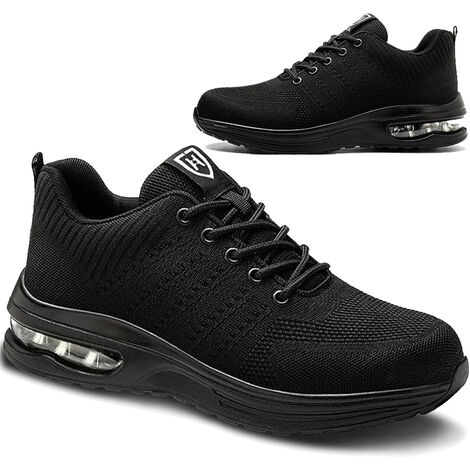 Chaussures de Securité Hommes Femmes Legere Basket de Securite Respirante Confortable Chaussure de Travail avec Embout en Acier Noir Taille 45