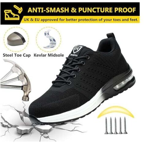 Chaussures de Sécurité Hommes Femmes Légère Basket Securite Confortable Antidérapante Chaussures de Travail Respirantes 41