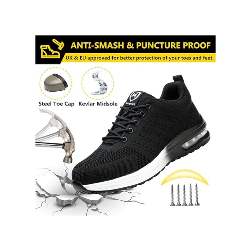 Chaussures de Sécurité Hommes Femmes Légère Basket Securite Confortable Antidérapante Chaussures de Travail Respirantes 43