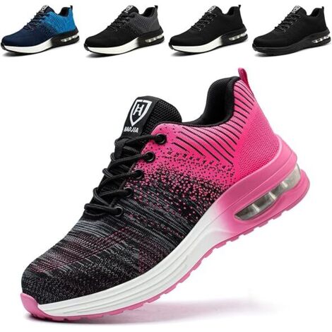 Chaussures de Sécurité Hommes Femmes Légère Basket Securite Confortable Antidérapante Chaussures de Travail Respirantes-Tige respirante 39 rose