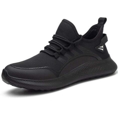Chaussures de Sécurité, Hommes Femmes Legere Confortable Antidérapant Basket securite, Chaussures de Travail avec Embout de Protection en Acier Chaussure(Noir EU 40) Chaussures de sécurité