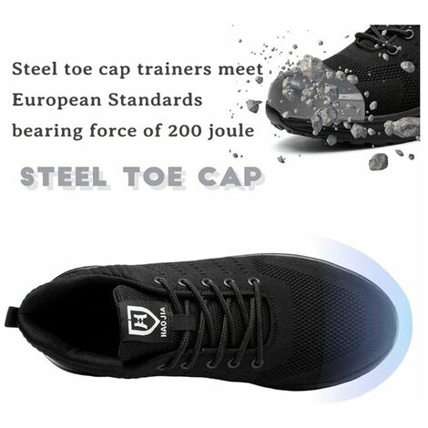 Chaussures de Sécurité Hommes Femmes Legere Confortable Antidérapant Basket securite Noir 43EU