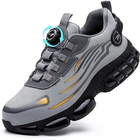 Chaussures de Sécurité Hommes Légère Respirantes Femme Basket Securite Embout en Acier Antidérapante Confortable Chaussures de Travail,45 EU