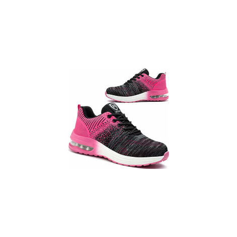 Chaussures de sécurité légères pour hommes et femmes, respirantes et confortables, avec embout en acier, noires et roses, pointure 40 - RAPANDA