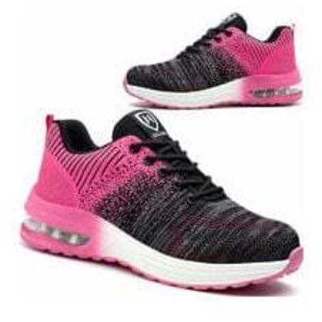 Chaussures de sécurité légères pour hommes et femmes, respirantes et confortables, avec embout en acier, noires et roses, pointure 40 - RAPANDA