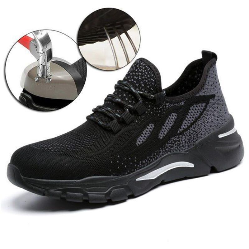 Chaussures de Sécurité Pour Hommes,Chaussures de Travail Légères Pour Femmes Chaussures de travail EU 44 Respirantes Anti Ecrasement