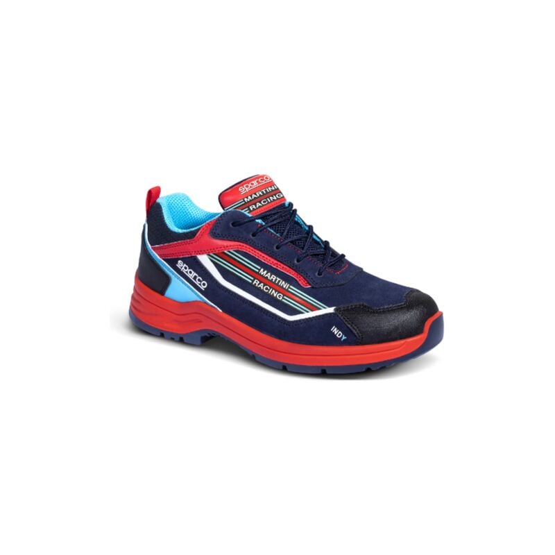Chaussures de se'curite' Sparco Indy Sanremo S3 avec livre'e Martini Racing N.39 en cuir sue'de' hydrofuge souples et le'ge'res Blu marine/Rosso 39