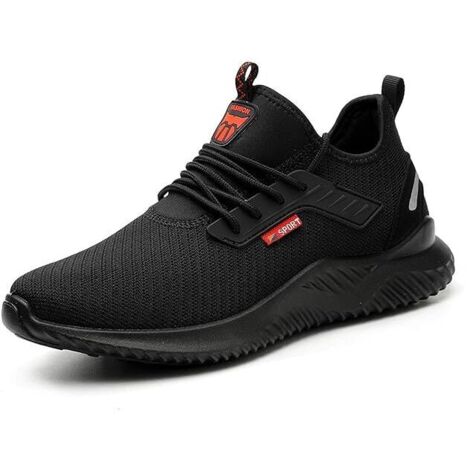 Chaussures de sécurité,Baskets de Sécurité Hommes Chaussures de Sécurité Femmes Baskets à Embout en Acier Chaussures de Travail de Protection Industrielle, Noir EU 38