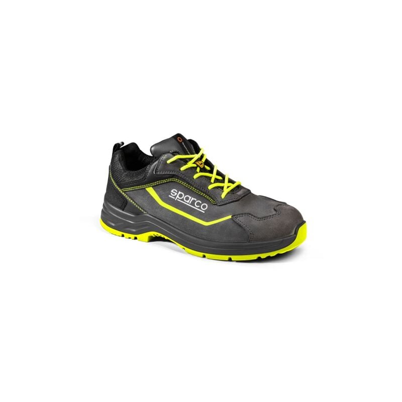Chaussures de travail de se'curite' basses Sparco Indy Conor S3S N.39 en nubuck foulonne' hydrofuge gris fonce'/jaune fluo Grigio Scuro + Giallo Fluo