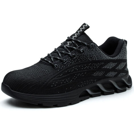 Chaussures de travail Flyknit pour hommes, embout en acier, anti-écrasement et anti-perforation, légères, antidérapantes et résistantes à l'usure, pour chantiers de construction