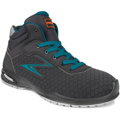 Chaussures de travail hautes Pezzol Emerson S3 SRC N.38 chaussures de se'curite' PU Tek respirantes et imperme'ables fabrique'es en Italie Nero + Azzurro 38