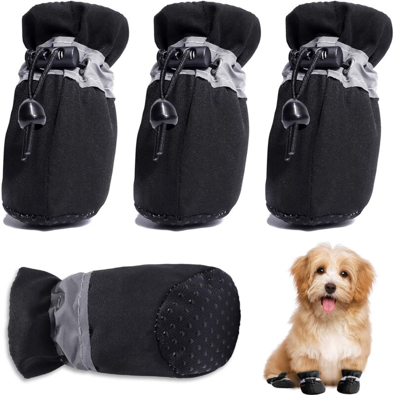 Yzmrbdqc - Chaussures pour chien 4 pièces, bottes de protection des pattes avec sangles réfléchissantes, chaussons antidérapants pour chiens de