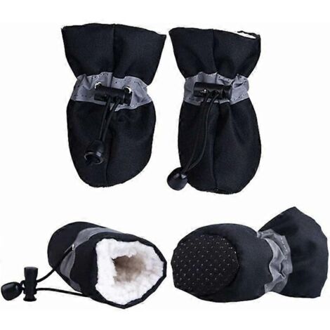 Chaussures pour chien, lot de 4, protège-pattes antidérapants, imperméables, avec bandes réfléchissantes, idéales pour l'hiver, semelle souple, adaptées aux petits chiens.