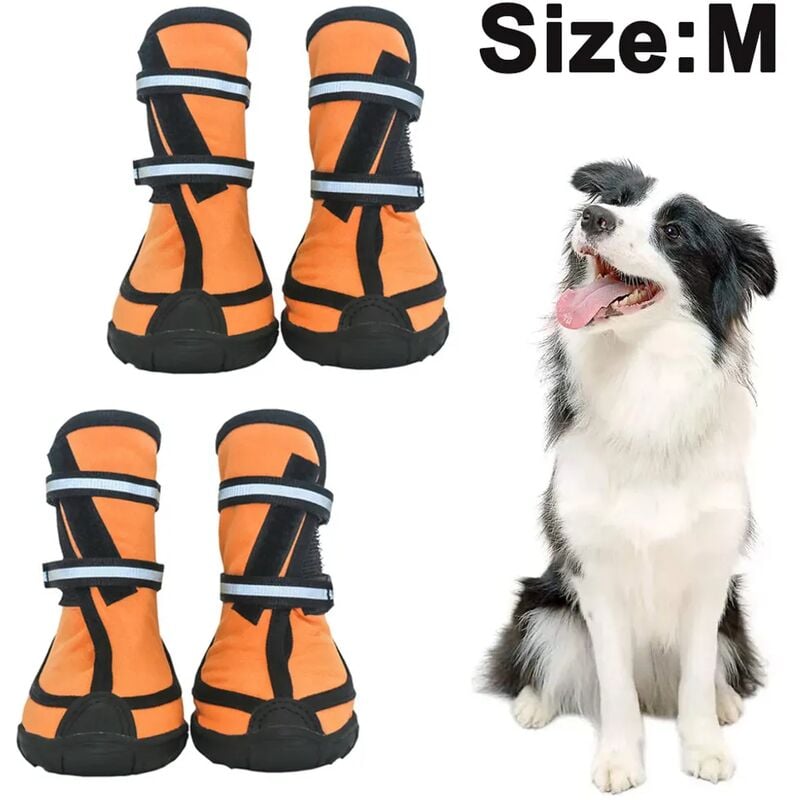 Chaussures pour chien protection des pattes avec semelle antidérapante, sangle réfléchissante, fermeture velcro, raquettes à neige imperméables pour
