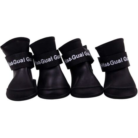 Chaussures pour chiens en silicone imperméables et antidérapantes pour petits animaux de compagnie - Lot de 2 paires (Taille S, Noir)