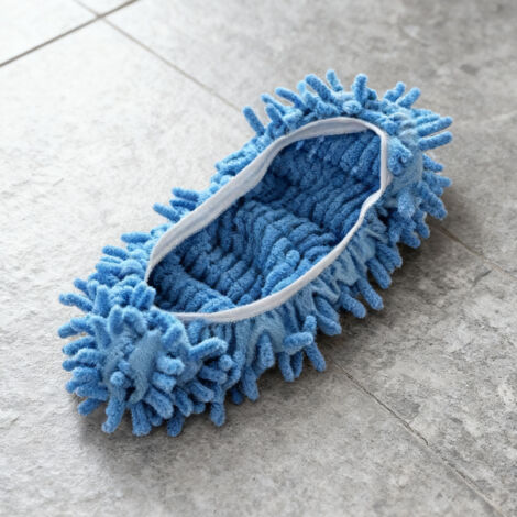 Chaussures-Torchons Lavage Par Marche, Mop Shoes Cover Bleu, Tapis de Nettoyage de Sol Durable en Tissu Doux 1715cm (Pack 1 Pièce)