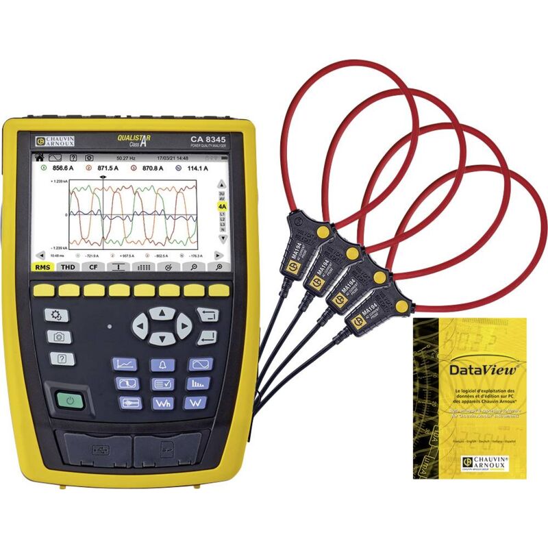 Chauvin Arnoux - ca 8345 Analyseur de réseau triphasé Écran graphique, avec pince ampèremétrique, avec fonction enregistreur Y819403