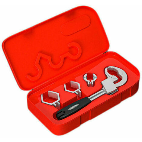 Chave de pia multifuncional Chave de reparo de torneira de banheiro 80 mm de largura Abertura ajustável Chave de encanamento com caixa de armazenamento 3 cabeças de travamento
