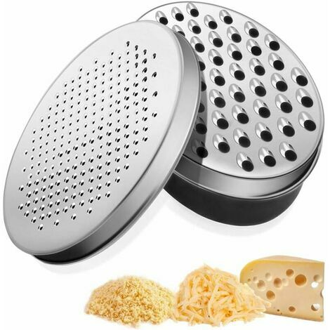 Cheese Grater, Stainless Steel Cheese Grater with Storage Containe and Lid,  Oval Double Face Shredder for Cheese/Vegetables/Fruits