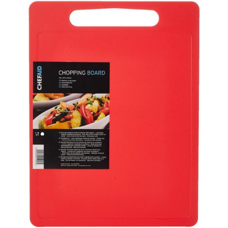 Chef Aid Tagliere grande in poliestere rosso, superficie antiscivolo multiuso, facile da pulire e lavabile in lavastoviglie con manico, 40 x 30 cm. Altri colori disponibili.